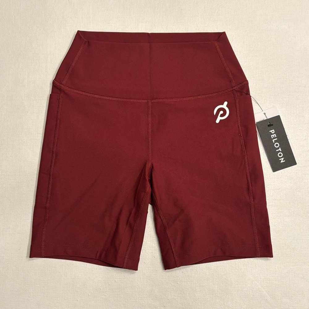 Peloton Maroon High-Rise Athletic Bike Shorts